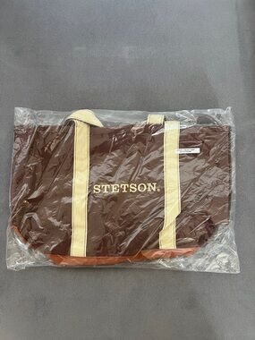 Stetson Brown Tote Bag with Cream Straps and Tan Trim